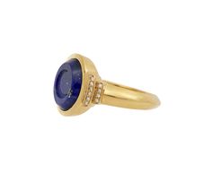 Perfectly balancing vibrant color with modern-meets-classic design, this Sorellina ring has a subtle symbolism and easy-to-wear vibe. Set at the center of the oval 18K yellow gold signet ring face is a cobalt blue lapis tablet engraved with a crescent moon. Set on each side are two tiers of pavé white diamonds and the composition is centered on the polished 18K yellow gold band. 18K yellow gold ring face : 1/2" x 5/8"lapis : 11mm x 9mm : 5.30ctdiamonds : 1mm diameter each : .08cttw : G - H / SI1 Jewelry Facts, Daniela Villegas, Alice Cicolini, Twist Jewelry, Moon Set, Zoe Chicco, Vintage Inspired Jewelry, Gold Signet Ring, Single Stone