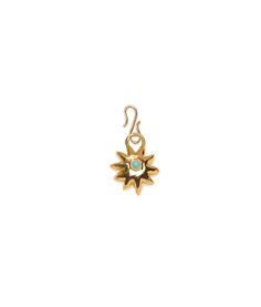 Helios Charm. Gold-plated brass starburst charm with inlaid turquoise stone and gold s-hook. Blue Bohemian Jewelry With Star Charm, Bohemian Blue Jewelry With Star Charm, Bohemian Blue Star Charm Jewelry, Bronze Charms Jewelry With Round Pendant, Adjustable Turquoise Jewelry With Star Charm, Everyday Metal Jewelry With Star Charm, Bronze Jewelry With Charms And Round Pendant, Symbolic Vintage Charm Pendant Jewelry, Symbolic Pendant Jewelry With Vintage Charm