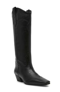 Steve Madden Dollie Western Boot (Women) | Nordstrom Black Western Boots, Black Cowboy Boots, Western Aesthetic, Western Boots Women, Tall Boot, Western Boot, Tall Boots, Western Boots, Everyday Look