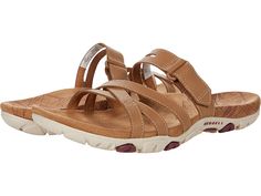 Merrell Sandspur Rose Slide - Women's Sandals : Tobacco/Pomagranate : Enjoy the sandy beaches and city streets with the sleek, versatile style of the Merrell Sandspur Rose Slide! Full grain leather upper. Side hook-and-loop closure for easy adjustability. Lycra® neoprene lining for soft, padded comfort. Microfiber footbed cover for added comfort and breathability. M Select™ FRESH agents reduces shoe odor for a fresher foot environment. Lightly cushioned footbed for underfoot support. Merrell air Adjustable Open Toe Footbed Sandals For Outdoor, Adjustable Outdoor Footbed Sandals With Open Toe, Leather Slides With Cushioned Footbed For Outdoor, Slide Sandals With Arch Support For Outdoor Activities, Slide Sandals With Arch Support For Outdoor, Adjustable Cushioned Slides For Outdoor Activities, Synthetic Sandals With Leather Footbed For Outdoor, Outdoor Sandals With Leather Footbed And Synthetic Material, Outdoor Slip-on Sport Sandals With Leather Footbed