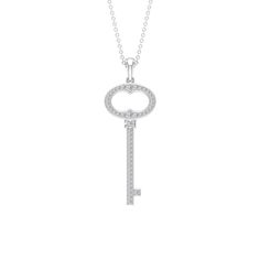 Classic Zircon Key Pendant Necklace Zircon - ( AAAA ) - Quality - Rosec Jewels Symbol Of Hope, Zircon Gemstone, Key Pendant Necklace, Key Necklace, Signature Jewelry, Key Pendant, Timeless Jewelry, Rose Gold Diamonds, Conflict Free Diamonds