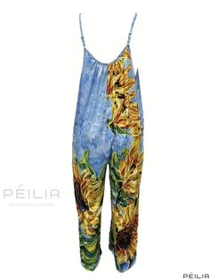 Peilia - Chic Floral Print Ruched Cami Jumpsuit: Sleeveless Wide Leg Womens Jumpsuit for Casual Wear Summer Printed Stretch Jumpsuits And Rompers, Summer Stretch Printed Jumpsuits And Rompers, Printed Stretch Jumpsuits And Rompers For Summer, Beach Floral Print Stretch Jumpsuits And Rompers, Summer Sleeveless Printed Jumpsuit, Stretch Summer Beachwear Jumpsuits And Rompers, Summer Stretch Beachwear Jumpsuits And Rompers, Summer Beach Stretch Jumpsuits And Rompers, Summer Beachwear Stretch Jumpsuits And Rompers