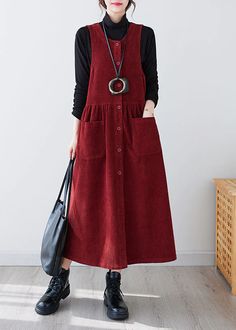 Winter Dress Pattern, Linen Dresses Summer, Maxi Dress Winter, Hijabi Outfit, Dresses Casual Winter, Dress Winter, Tie Waist Dress, Corduroy Dress, Comfortable Room