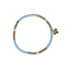 Rory Solid Color With Gold And Pearls Small Sequin Stretch Bracelet Light Blue Blue Stackable Stretch Bracelet, Trendy Blue Stackable Stretch Bracelet, Stackable Blue Stretch Bracelet, Everyday Blue Jewelry For Spring, Blue Stackable Stretch Bracelet For Everyday, Everyday Stackable Blue Bracelets, Blue Stackable Bracelets For Summer, Adjustable Blue Stackable Wrap Bracelet, Adjustable Blue Stackable Stretch Bracelet