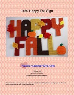 the happy fall sign is made out of yarn