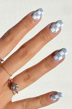 Checkered Nails DIY Are Now Trending On Pinterest Cute Simple Nails, Nails Aesthetic, Summery Nails, Really Cute Nails, Short Acrylic Nails Designs