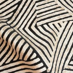 a black and white zebra print fabric that is very close to the ground, with lines on it