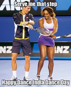 a man and woman are playing tennis on the court