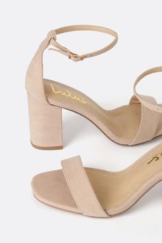 You're certain to step up your style essentials when you add the Lulus Arylee Light Nude Suede Ankle Strap Heels to your closet! Soft faux suede shapes a single toe strap, an almond-shaped toe bed, and wrapped block heel. A dainty ankle strap rises from the sturdy heel cup and secures with a gold buckle. 3" wrapped block heel. Cushioned insole. Felted rubber sole has nonskid markings. All Man Made Materials. Imported. Lulus | Arylee Light Nude Suede Ankle Strap Heels | Size 5.5. Style Essentials, Almond Shaped, Size 11 Heels, Ankle Strap Heels, Fashion Essentials, Ankle Strap Sandals, Strap Heels, Strap Sandals, Sling Backs