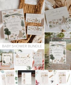 baby shower bundle with deer and trees