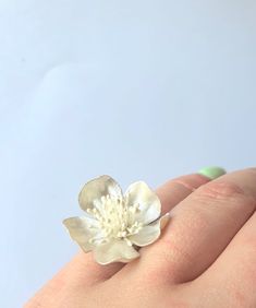 Cherry blossom of white pearly color ring Floral ring Gift for her Sakura ring Unique ring Sakura jewelry Flower ring Minimalist ring Delicate Spring Jewelry For Anniversary, Delicate Jewelry For Spring Anniversary, Delicate Jewelry For Anniversary In Spring, Delicate Spring Jewelry With 3d Flowers, Spring Flower Jewelry For Anniversary, Delicate Adjustable Rings For Spring, Dainty Spring Jewelry For Anniversary, Dainty Jewelry For Spring Anniversary, Spring Sterling Silver White Jewelry