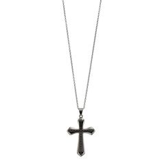 Accent your look with this men's stainless steel cross pendant necklace. Click on this JEWELRY & WATCHES GUIDE to learn about fit, styles, materials and more! Accent your look with this men's stainless steel cross pendant necklace. Click on this JEWELRY & WATCHES GUIDE to learn about fit, styles, materials and more! FEATURES Pendant size: 2 3/4"L x 1 3/4"W Chain length: 24 in. Chain type: box Clasp: lobster-claw Metal: stainless steel Finish: milgrain, polished Nickel free Size: 24". Color: Whit Engraved Stainless Steel Cross Necklace, Father's Day Stainless Steel Cross Pendant Necklace, Father's Day Stainless Steel Cross Necklace, Classic Stainless Steel Jewelry With Cross Pendant, Gunmetal Stainless Steel Cross Necklace, Gunmetal Cross Necklace In Stainless Steel, Stainless Steel Cross Pendant, Steel Cross, Box Clasp