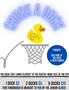 a poster with a rubber ducky on it's back and the words chuck a dummy above it