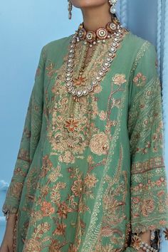 Buy Pakistani Party Wear Salwar Kameez for Women a Masterly Made Attire in Pistachio Shade with a little touch of Maroon. On Time Delivery. Custom Sizes. Pakistani Party Dresses, Bridle Dress, Party Wear Salwar Kameez, Party Wear Salwar, Kameez Designs, Pakistani Clothes, Pakistani Style, Velvet Dress Designs, Pakistani Party Wear