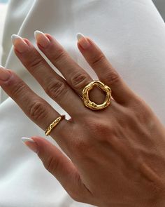 Nova Luxury Gold Ring | Aureum Collective Aureum Collective, Circle Ring, Organic Design, Gold Vermeil, Gold Ring, Gold Rings, Flash, Gold Plate, Plating