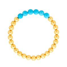 14k Gold Filled 6mm Beaded Bracelet with Turquoise Stretch to Fit Spiritual Grounding, Gold Bead Bracelets, Turquoise Beads, Gold Beads, Beaded Bracelet, Gold Filled, Communication, Amethyst, Essence