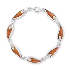 767209 - Sterling Silver - Maile Leaf Link Bracelet Inlay Jewelry, Koa Wood, Leaf Bracelet, Wood Inlay, Fine Jewels, Sterling Silver Bracelets, Link Bracelets, Bracelet, Sterling Silver