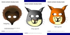 three different animal masks are shown in this image