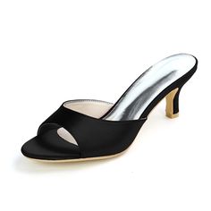 Category:Wedding Shoes; Upper Materials:Satin; Lining Materials:Leatherette; Heel Type:Kitten Heel; Actual Heel Height:2.36; Gender:Women's; Toe Shape:Open Toe; Style:Minimalism; Heel Height(inch):2-3; Outsole Materials:Rubber; Closure Type:Loafer; Shipping Weight:0.55; Listing Date:09/08/2020; Production mode:Self-produce; Foot Length:; Size chart date source:Provided by Supplier. Summer Formal Wedding Shoes With Round Toe, Chic Round Toe Wedding Sandals, Low Heel Summer Wedding Guest Shoes, Elegant Round Toe Sandals For Event, Elegant Round Toe Sandals For Events, Summer Wedding Guest Shoes With Low Heel, Classic Open Toe Kitten Heels For Party, Summer Wedding Heels With Removable Insole, Summer Wedding Guest Closed Toe Sandals