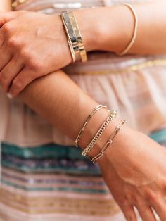 We can’t get enough of the paperclip trend! Our medium link style will add to your stack without overwhelming it, and is our second largest option available from our Paperclip Collection. Mix and match with different sizes and pieces from the collection for especially on-trend stack. Everyday Stretches, Bracelet Stacks, Curb Chain Bracelet, Everyday Luxury, Birthstone Bracelets, Initial Jewelry, Gold Bracelet Chain, Cartier Love Bracelet, Hard Time