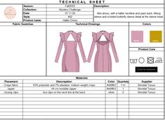 the technical sheet shows how to make an origami dress