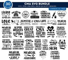 the svg bundle includes medical related words, such as love, hospital life and more