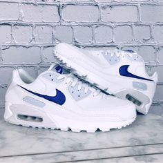 Nike Air Max 90 White Shoes Adult Unisex Blue Swoosh Sneakers Dx0115-100 1.23 Color: White Adult Unisex Size Conversion: Men’s 10 / Women’s 11.5 New No Box 100% Authentic Please Review All Photos And Ask Questions Before Purchasing. Thank You, Nike Air Max 90 White, Cute Nike Shoes, Cute Nikes, Nike Air Max 90, White Shoes, White Nikes, Womens Shoes Sneakers, Air Max, Nike Air Max