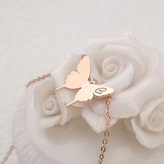 "This butterfly necklace is perfect for everyday wear. Simply stylish and comfortable. And Minimalist style design. Dainty Butterfly necklace is available in silver, gold, and rose gold. Can custom name initial on necklace, this will is unique jewelry. it also will be very great gift for girlfriend, best friend, sister, bridesmaid... or for yourself. Our jewelry pieces come equipped with everything you need for gifting, a gift box included with every purchase at no additional cost. --How to Orde Rose Gold Stainless Steel Clavicle Chain Charm Necklace, Rose Gold Stainless Steel Clavicle Charm Necklace, Rose Gold Stainless Steel Clavicle Chain Necklace, Rose Gold Butterfly Necklace With Clavicle Chain Gift, Dainty Rose Gold Butterfly Necklace Gift, Rose Gold Dainty Butterfly Necklace For Gift, Rose Gold Sterling Silver Butterfly Necklace Perfect For Gifts, Rose Gold Sterling Silver Butterfly Necklace Gift, Rose Gold Necklace With Butterfly Charm For Gift