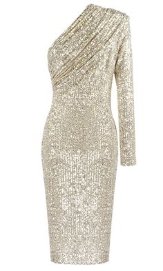 Meet The Moment Silver One Shoulder Pad Sequin Long Sleeve Ruched Midi – Indie XO Silver Outfit, Clothing Fancy, Sequin Dress Party, Dolly Fashion, One Shoulder Prom Dress, One Sleeve Dress, Gold Dresses, Bodycon Cocktail Dress, One Shoulder Midi Dress