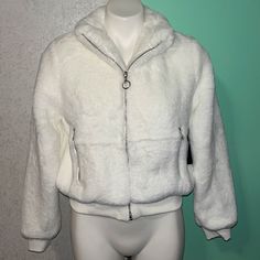 No Flaws! Brand New! White Casual Outerwear With Faux Fur Trim, Casual White Outerwear With Faux Fur Trim, Trendy Winter White Outerwear With Faux Fur Lining, Trendy White Outerwear With Faux Fur Lining, Chic White Outerwear With Zipper Closure, Fashion Nova Jackets, White Faux Fur, Bomber Jackets, Fashion Nova