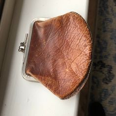 Such a cool old double-compartment coin purse! Made of leather & metal, the leather is wonderfully aged and the metal clasp has a patina of rust. Purse is 4-3/4 x 3-1/2 inches; circa 1910-20. Other items are not included. Visit my shop! www.veraviola.etsy.com Vintage Compact Wallets For Everyday Use, Vintage Compact Wallet, Vintage Style Compact Wallet For Everyday Use, Vintage Coin Purse For Everyday Use, Vintage Compact Coin Purse For Everyday, Vintage Compact Coin Purse With Card Slots, Vintage Wallet With Coin Pocket, Vintage Wallets With Coin Pocket For Everyday, Vintage Brown Wallet With Coin Pocket