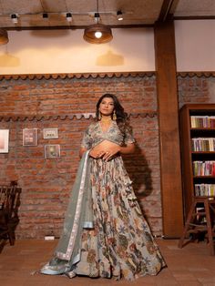 Ash Grey Embroidered Printed Georgette Lehenga Set (Set of 3) by Vana Ethnics now available at Trendroots Printed Lehenga, Georgette Lehenga, Net Dupatta, Cut Work, Best Deal, Ash Grey, Grey Fabric, Lace Detail, Lehenga