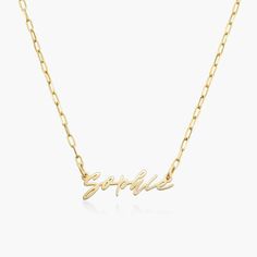 Coco Name Link Necklace - 14K Solid Gold Elegant White Gold Name Necklace For Everyday, Elegant Everyday White Gold Name Necklace, Gold Minimalist Name Necklace For Formal Occasions, Minimalist Gold Name Necklace For Formal Occasions, Elegant 14k Gold Name Necklace For Everyday, Classic Yellow Gold Name Jewelry, Classic Tarnish Resistant Name Necklace For Anniversary, Classic Tarnish-resistant Name Necklace For Anniversary, Minimalist Gold Name Necklace In 14k