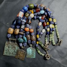 New! Vintage Lapis and Glass beaded Necklaces With Old pendants Lot 3 LPS3 was just added to eBay. Check it out! #eBay #eBaySeller Chevron Beads, Ancient Beads, Necklaces Unique, Vintage Assemblage Jewelry, Diy Jewellery Designs, Antique Jewelry Necklace, Vintage Beads Necklace, Trending Necklaces, Ethnic Necklaces