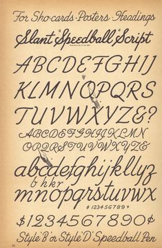 an old fashioned font and numbers are shown in this handwritten alphabet, which has been used