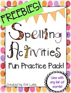 a sign that says spelling activities fun practice pack