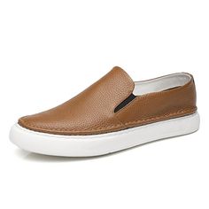 Category:Loafers  Slip-Ons,Sneakers; Upper Materials:Leather; Season:Summer,Spring; Gender:Men's; Toe Shape:Round Toe; Style:Casual,Sporty; Outsole Materials:Rubber; Occasion:Outdoor,Daily; Closure Type:Slip-on; Pattern:Solid Colored; Listing Date:01/04/2024; 2024 Trends:Skate Shoes; Size chart date source:Provided by Supplier. Brown Leather Slip-on Sneakers With Textured Sole, Brown Slip-on Low-top Walking Shoes, Brown Swift Leather Casual Slip-ons, Brown Round Toe Slip-ons For Summer, Summer Leather Slip-on Shoes With Textured Sole, Casual Slip-on Leather Shoes With Stitched Sole, Summer Slip-on Leather Shoes With Textured Sole, Brown Low-top Slip-ons With Contrast Sole, Casual Slip-on Summer Boat Shoes