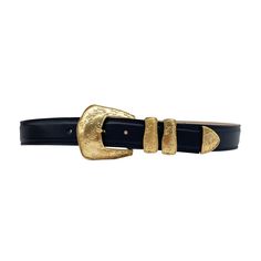 Luxury Leather Belt Buckles With Gold-tone Logo, Black Gold Belt, Western Gold Leather Belt, Western Gold Belt With Antique Buckle, Gold Western Belt For Western-themed Events, Western Style Gold Belts For Western-themed Events, Black Belt With Antique Buckle For Rodeo, Gold Western Belt Buckles For Formal Wear, Gold Western Belt Buckles For Formal Occasion