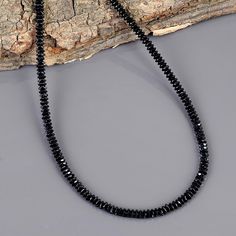 Black Spinel Necklace Size- 3 mm Shape- Saucer Length- 45 cm Metal- Sterling silver 925 weight- 40 CT. Genuine Black Spinel Necklace, Wheels Faceted Spinel Black Jewelry, Beaded Black Spinel Necklace, Black Gemstone Gift for Unisex, Beads Spinel All of my jewelry is designed and handcrafted by me. I love to experiment with many different designs and although I may make similar designs more than once, each piece of jewelry is truly one of a kind due to variations between gemstones and within my o Black Rondelle Gemstone Bead Necklace, Black Beaded Rondelle Necklace, Black Bead Jewelry, Ring Photoshoot, Blue Diamond Necklace, Black Spinel Necklace, Spinel Necklace, Watermelon Tourmaline Necklace, Issa Vibe