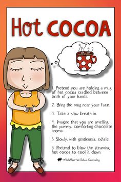 a poster with an image of a woman holding a coffee cup and saying hot cocoa