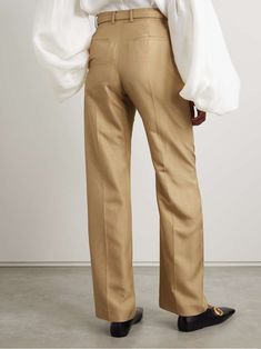 LORO PIANA Edward belted pleated silk wide-leg pants | NET-A-PORTER Love Parade, Silk Wide Leg Pants, Gucci Outfits, Loro Piana, Denim Jumpsuit, Pants Straight, Sport Pants, Straight Leg Pants, Net A Porter