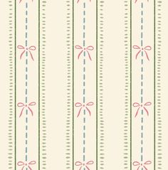 a striped wallpaper with bows and ribbons on it's sides, along with lines