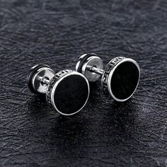 Men's Unisex Punk Retro Round Black Screw Back Ear Stud Earrings Stainless Steel | eBay Stainless Steel Stud Earrings, Black Earrings Men, Men's Earrings, Earrings Punk, White Goth, Rock Jewelry, Family Jewels, Flats Patterns, Silver Jewelry Fashion