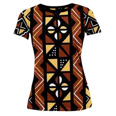 This new Bogolan Print Women T-shirt features a relaxed fit for Women. T-shirt is durable, breathable and soft. Product Features Please Compare your Measurements To our Size Chart This T-shirt is Designed for fashionable women. Made from 5.47 Oz. 100% polyester. Double-needle hemmed sleeves and bottom. Vivid print that will never fade after washing Soft, lightweight and quick drying. Delivery Time This item will be processed within 3-7 business days (Excluding Weekends and Holidays). Once produc Printed Carpet, African Mud Cloth, African Women, Bottom Clothes, Women T Shirt, African Print, Fabric Color, Cool T Shirts, Breathable Fabric