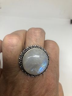 Large Vintage ring set with huge Rainbow Moonstone. Low content silver not sterling About an in long Size 8 can be resized at my jeweler for a $10-$20 fee All rings are shipped free in the US in a nice gift box. Check out our over a THOUSAND great reviews Engraving is $4 per letter and is not always perfect depending on the piece. It can take a few days if the jeweler is busy. This is payable to Paypal Judithsltd@gmail.com Rainbow Moonstone Ring, White Rainbow, Moonstone Ring, Vintage Ring, Rainbow Moonstone, 925 Sterling Silver Ring, Ring Set, Lovely Gift, Vintage Rings