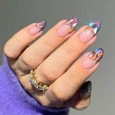 Ongles Bling Bling, Glitter French Tips, Fake Nails Long, Nagellack Trends, Witch Spirituality, Nagel Tips, Manicure Tips, Crystal Nails, Classy Nails