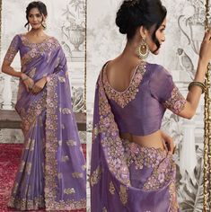 New Women Saree,Trendy Lavender color, purple saree,Floral work designer blouse for Sangeet,Wedding Wear,Sari,Purple Soft silk saree Saree Floral, Women Saree, Purple Saree, Purple Soft, Floral Work, Indian Dress, Designer Blouse, Soft Silk Sarees, Lavender Color