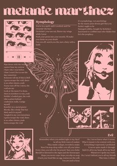 the back cover of a magazine with pictures of women's faces and butterfly wings