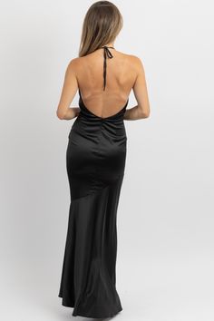 FINER THINGS PLUNGING MAXI DRESS *BACK IN STOCK* – L'ABEYE V-neck Backless Dress With Cutout Back For Party, Chic Bias Cut Maxi Dress For Prom Season, Maxi Length Tie Back Dress For Night Out, Formal V-neck Maxi Dress With Ruched Back, Formal V-neck Maxi Dress With Tie Back, Prom Season Maxi Evening Dress With Tie Back, Prom Season Evening Dress With Tie Back, Satin Backless Maxi Dress For Night Out, Long Fitted Halter Dress With Tie Back