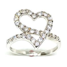 Open Heart Clear Cz Promise Ring 925 Sterling Silver Band Size 7 The Perfect Ring For Your Sweetheart! This Stunning Open Heart Cz Ring Is Sure To Light Up Her Valentine's Day - Or Any Day You Want To Spoil Her. The Sterling Silver Band Boasts A .55 Carat Heart-Shaped Swarovski Cz With Sparkling Accents. Includes A Subtle Rhodium Over Sterling Silver Design. 13mm Wide. Dazzling Cubic Zirconia Heart Ring, White Cubic Zirconia Heart-shaped Diamond Ring, White Heart-shaped Cubic Zirconia Diamond Ring, White Heart Diamond Ring Vs Clarity, White Heart-shaped Diamond Ring With Vs Clarity, White Diamond Heart Ring With Vs Clarity, Heart Shaped White Diamond Ring With Vs Clarity, White Gold Cubic Zirconia Double Heart Rings, Diamond White Heart-shaped Cubic Zirconia Rings